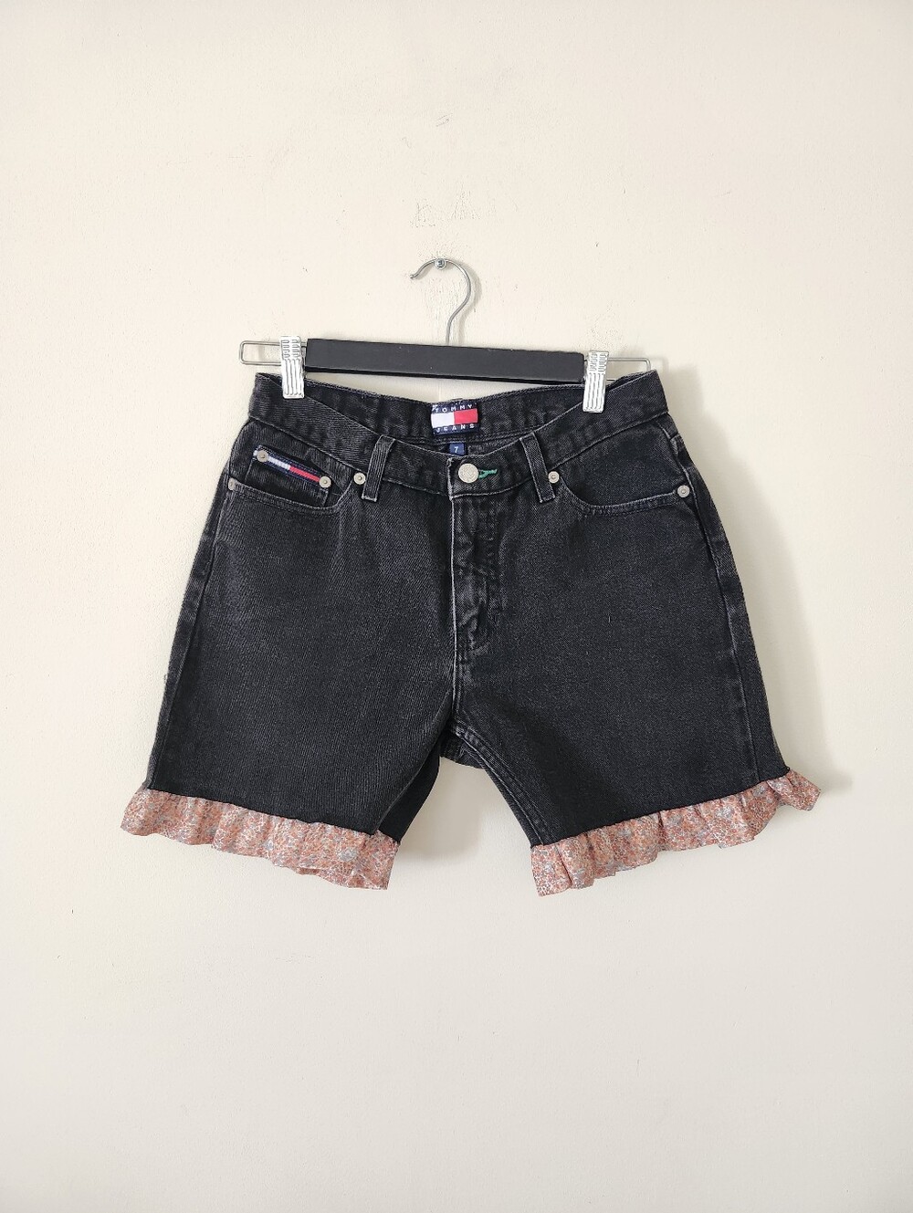 Re Worked Denim Ruffle Shorts - Picture 2 of 7